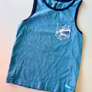 Kids Blue Tank Top with Tropical Pocket